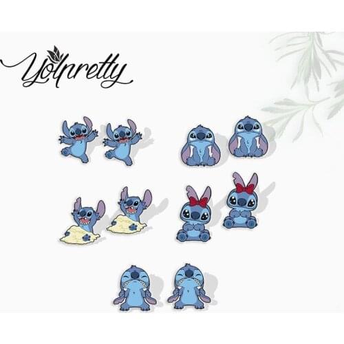 2021 New Kawaii Lovely Stitch Baby Cute Animals Epoxy Handcraft Acrylic Stud Earrings