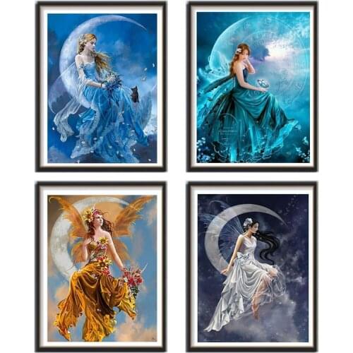 5D diamond painting moon beauty round diamond stick drill DIY cross stitch embroidery set diamond ornament mosaic handmade gift