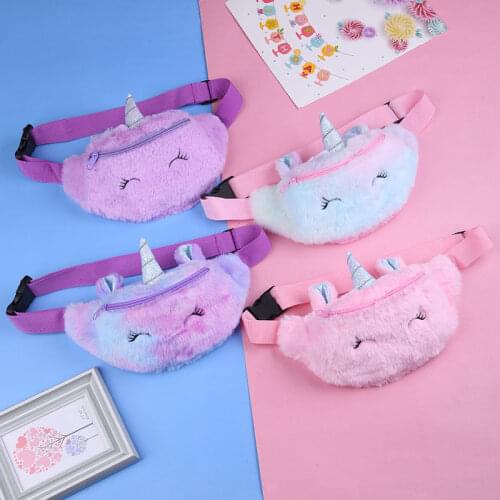 Cute Unicorn Childrens Fanny Pack Girls Waist Bag Gradient Color Chest Bags Autumn winter Child Waist Belt Bag Cartoons Purse