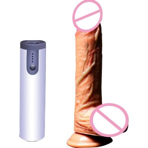 GaGu Soft Realistic Dildo Suction Cup Telescopic Heating Dildo Vibrator Dildo Penis Huge Dick USB Charging Dildos For Women