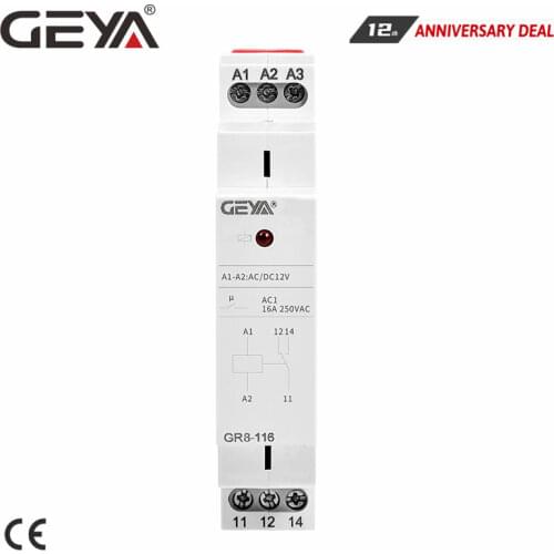GEYA GR8 Din Rail 24V Auxiliary Relay Intermediate Relay AC/DC24V with 1SPDT 2SPDT 3SPDT 8A 16A Relays
