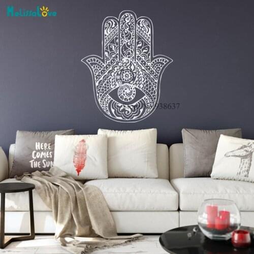 Hamsa Wall Decal Fatima Hand Vinyl Sticker Yoga Studio Hand Symbol Meditation Indian Bedroom Decor Removable BB936