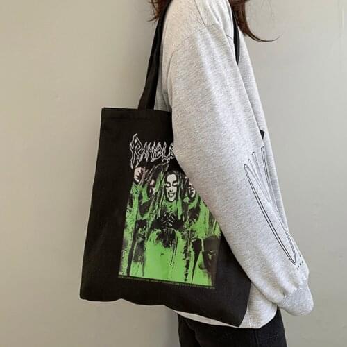 Harajuku hip-hop large-capacity canvas bag gothic women shoulder bag new women bag Ulzzang dark letter ins women shopper bags