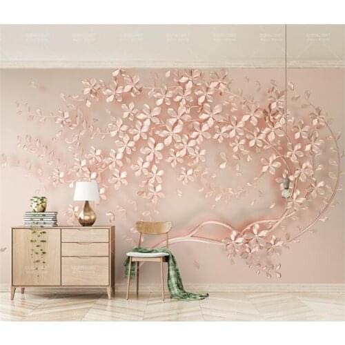 Customized large mural luxury elegance 3d stereoscopic flower rose gold 3D wallpaper for living room TV backdrop 3d wall paper