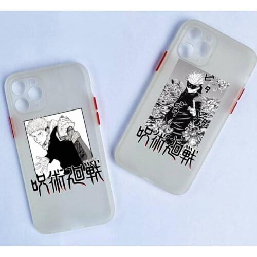 Jujutsu Kaisen Anime Phone Cases For iphone 12 11 Pro Max Mini XS 8 7 Plus X SE 2020 XR Matte Transparent Light white Cover