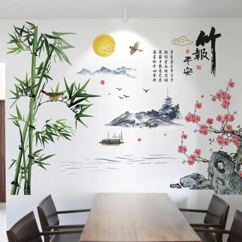 Chinese Wall Sticker Flower Quotes Traditional Home Office Decor Living Room Bedroom Sofa Backdrop TV Wall Decoratiom Wallpaper