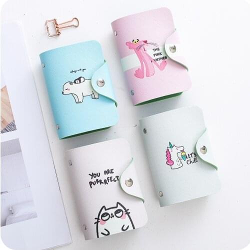 Leather Card Case Credit Card Holder Student Cute Cartoon ID Cards Wallet Passport Business Card Holder for women