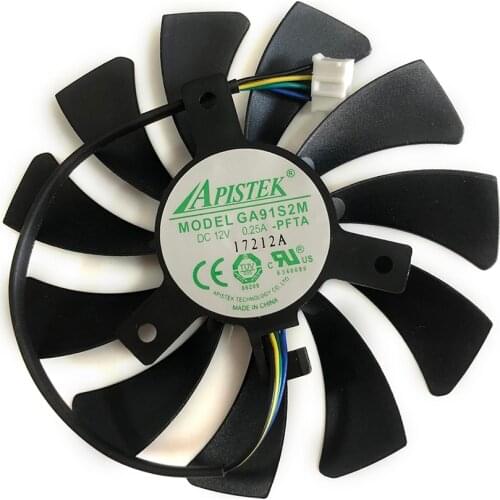 85MM 4PIN Alternative GA91S2M RX550 RX560 GPU VGA Cooler For Radeon SAPPHIRE RX560/550 2G D5 Graphics Card Cooling