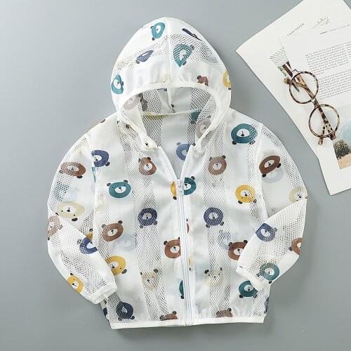 2021 Summer Childrens Clothes Breathable Boys and Girls Sunscreen Clothes Outdoor Beach Coats and Outerwear Hooded Thin Jackets