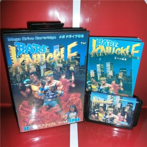 MD games card - Streets of Rage 1 Japan Cover with Box and Manual for MD MegaDrive Genesis Video Game Console 16 bit MD card