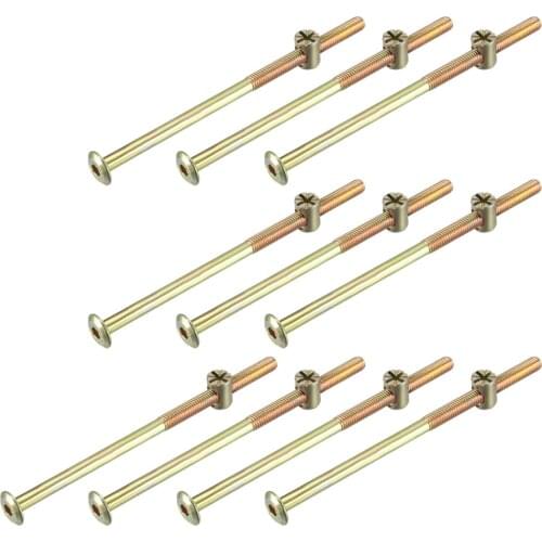Uxcell M6x120mm Furniture Bolt Nut Set Hex Socket Screw 55mm Thread Length with Barrel Nuts Phillips-Slotted 10 Sets