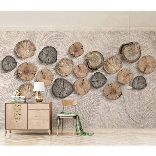 Bacal 8d Wallpaper Mural wall stickers for living room 3d Wood pile head Photo Mural Home Decor Wall Murals Decals