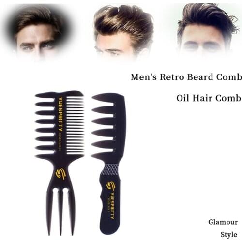 2021 new mens retro oil head wide tooth comb beard template comb styling hair brush, beard oil comb mens styling tool
