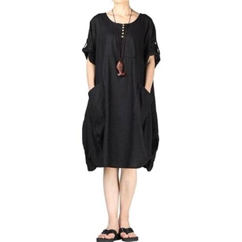 New Summer Retro Aesthetic Dress Short Short Sleeve Pure Leisure Dress Elegant Stylish Comfortbal Mid Calf Length Dress