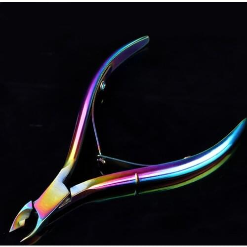 Nail Cuticle Scissors Stainless Steel Cambered Head Manicure Pedicure Tool Laser Hologram Dead Skin Nipper Clipper Nail Art Tool