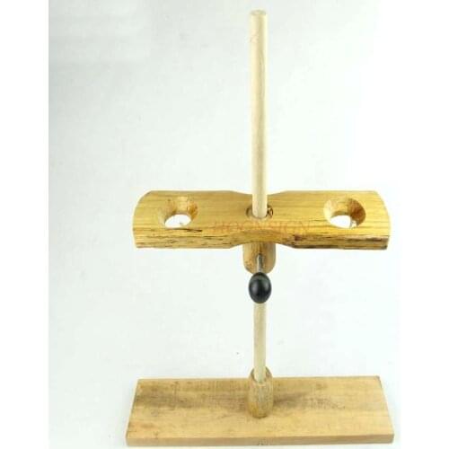 Funnel Rack (Wooden) 2 Holes Wood Chemical Experiment Equipment Middle School Teaching Instrument