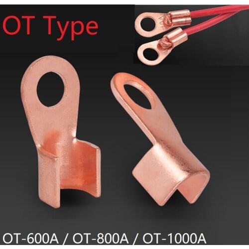 OT Type OT-600A OT-800A OT-1000A Wire Terminal Red Copper Bare Nose Lugs Crimp Open Mouth Cable End Connector Splice