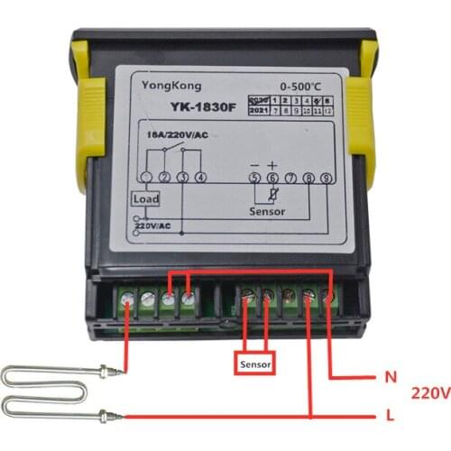 Industrial intelligent electric heating thermostat K-type thermoelectric thermostat over temperature alarm 0-500 degrees meter