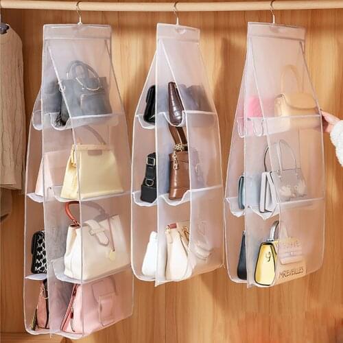 Transparent bag storage bag leather bag dust protection cover wardrobe multi-layer bag shelf room door rear shelf