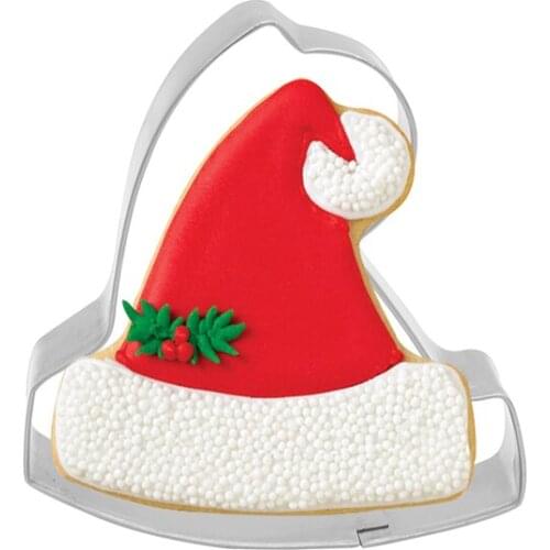 Christmas Hat Cookie Cutter Stainless Steel Biscuit Cut Mold Baking Fruit Cut Cake Mold Embossing Printing Die