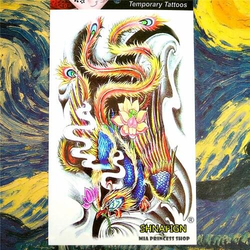 SHNAPIGN phoenix Temporary Tattoo Body Art, 12*20cm Flash Tattoo Stickers, Waterproof Fake Tatoo Henna Tatto Wall Sticker