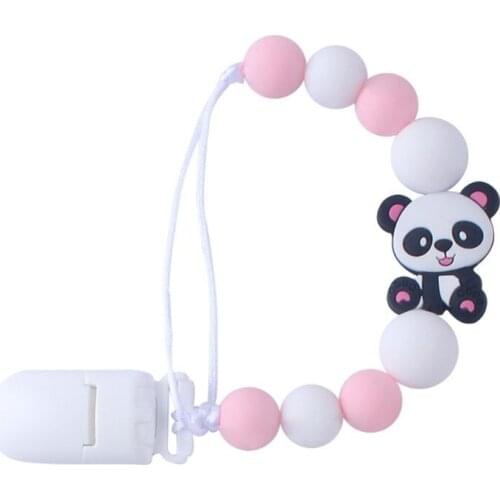 Cute Baby Pacifier Chain Silicone Cartoon Panda Infants Newborn DIY Nipple Clip Q1FE