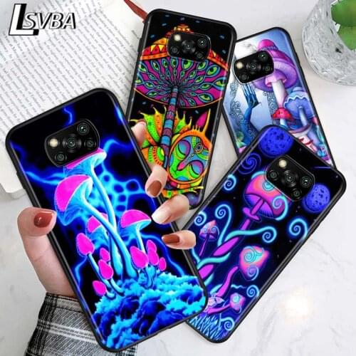 Weird Trippy Mushroom for Xiaomi Poco X3 NFC X2 M3 M2 F2 F3 Pro C3 F1 A2 Lite Mix3 Play Silicone Soft Black Phone Case