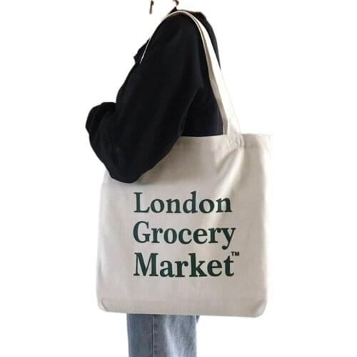 Canvas Zipper Shopping Bag Large Capacity Conventional Tote Bag Fashion Letter Printing Womens Shoulder Bag Shopping Bags