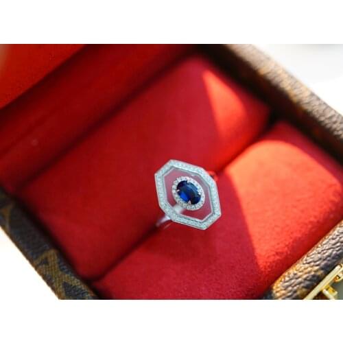 SX609 Solid 18K Gold Nature 0.64ct Royal Blue Sapphire Rings for Women Fine Jewelry Presents the Six-word Admonition