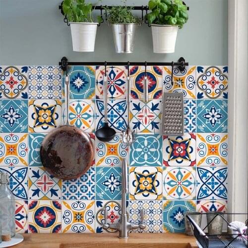 Pack of 24 PCs tile size 20x20 cm - Made in Italy PVC bathroom & kitchen Stickers Design - Levanzo