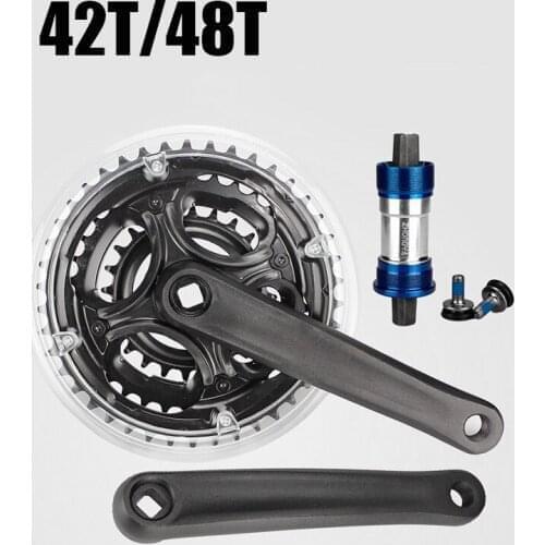 Bicycle Crank Mountain Bike 24-34-42T 28-38-48T Crankset 170mm Aluminum Alloy Crank Square Hole 5-9 Speed with Bottom Bracket