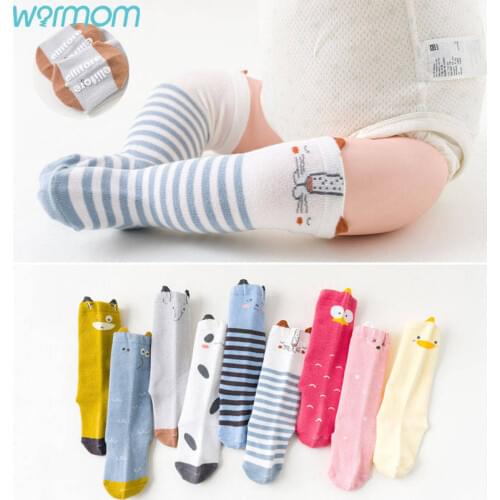 Warmom 2020 Kids Socks Toddlers Girls Knee Non-slip Baby Over The Knee Socks Loose Mouth Baby Socks Cartoon Baby Long Tube Socks
