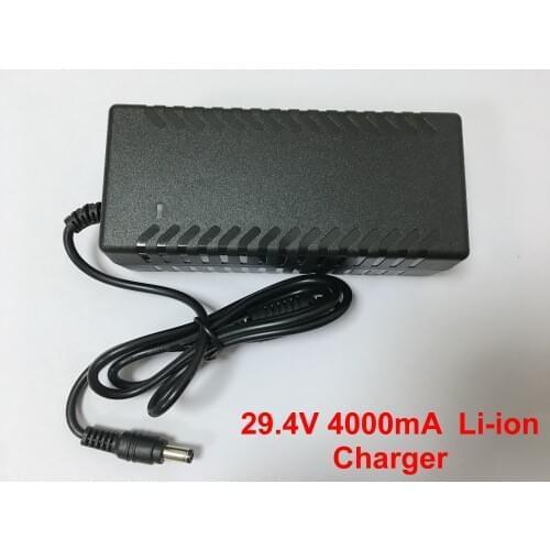 1PCS 24V charger 29.4V 4A Li-ion battery charger for 25.2V 25.9V 7 series lithium li-ion battery pack E bike charger