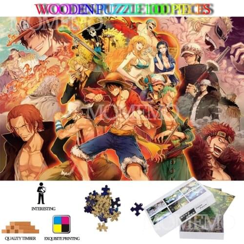 ONE PIECE Cartoon Anime 1000 Pieces Wooden Jigsaw Puzzle for Adults High Definition DIY Assembly Wooden Puzzles Toys for Kids