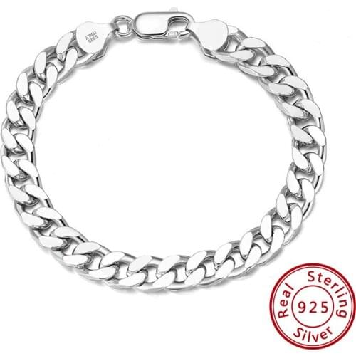 3.6MM 5MM 7MM Mens Authentic 925 Sterling silver Chunky Cuban Chain Wrist Bracelet jewelry Hip Hop C-SB104