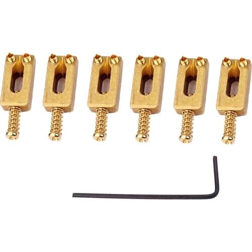 32x10mm Brass Gold Electric Guitar Bridge String Saddles and Screws for ST Electric Stringed Guitar Replacement Accs