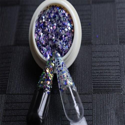 50g Aurora Symphony Colorful Glitter Paillette Hexagon Shape Manicure Nail Art Decoration Sparkly Flakes Mixed Glitter MYY386