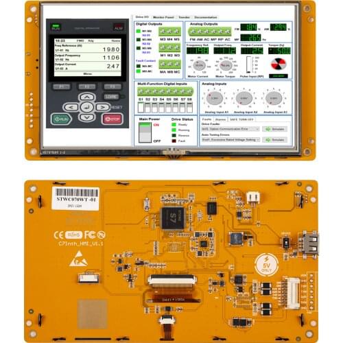 7 inch HMI Serial LCD Display Module with Program + Touch Screen for Equipment Control Panel STVC070WT-01