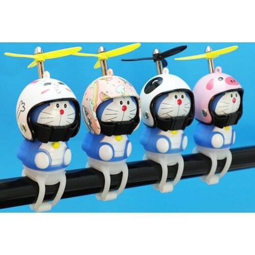 Car Bicycle Anime Little Yellow Duck Bamboo Dragonfly Propeller Helmet Light Auto Motorcycle Doll Decoration Accessories Gifts