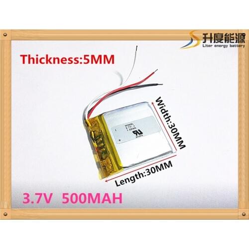 Free shipping Polymer battery 500 mah 3.7 V 503030 smart home MP3 speakers Li-ion battery for dvr,GPS,mp3,mp4,cell phone,speaker