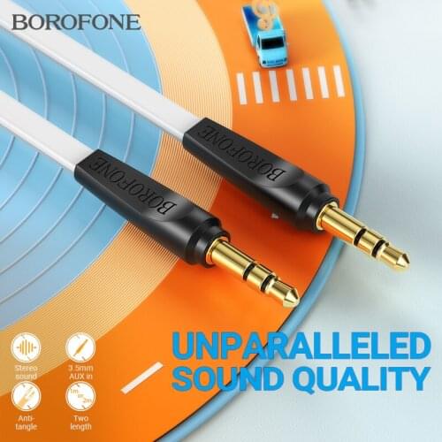 BOROFONE 3.5mm audio cable stereo AUX jack male to male wire speaker home phone line car headphones extension cord flat 1m 2m