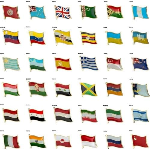Flag Laple Pin Badge Brooch Tunisia Tuvalu Turkmenistan Venezuela Uganda Ukraine Uruguay Uzbekistan Spain Greece Singapore