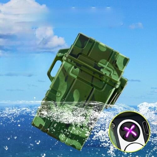 Outdoor Waterproof Cigarette Case 20 Creative Cigarette Case with USB Rechargeable Lighter Smoking Accessories for Weed Briquet