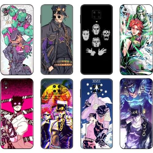 Black tpu Case For Xiaomi Redmi 7A 8 8A 9 9A 9C Case Redmi Note 8T 8 Pro T Note 9 9S 9 Pro Case JoJo Bizarre Adventure Anime