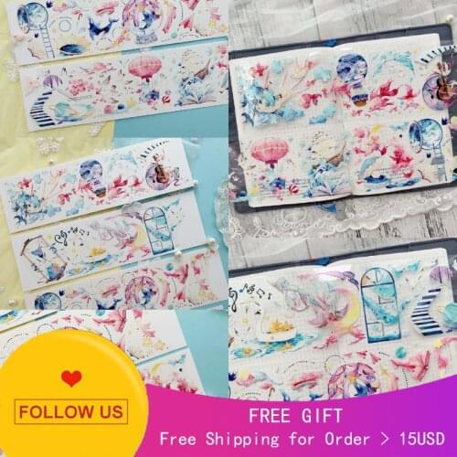 1 Loop The World Below The Sea Fish Blue Decorative Washi Tape Sample Dream Collection Release Paper