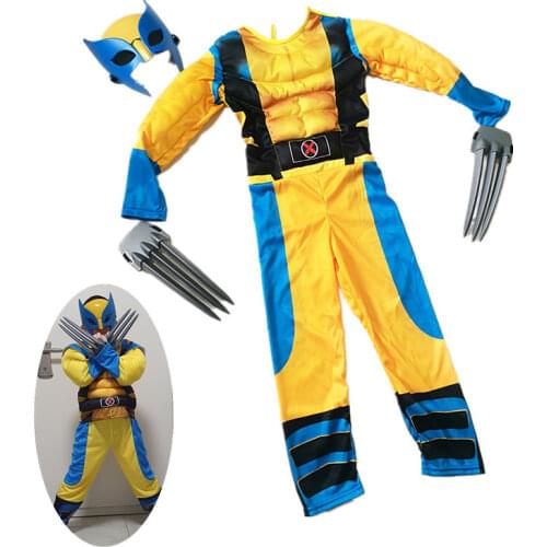 Kids Iron Wolf Cosplay Costume Boys Superhero Party Fantasy Halloween Costume Child Mask and Paws