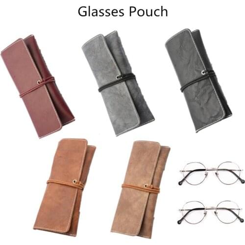 Bandage Reading Eyeglasses Box Retro Handmade Leather Sunglasses Case Storage Glasses Pouch Bag Eyewear Container