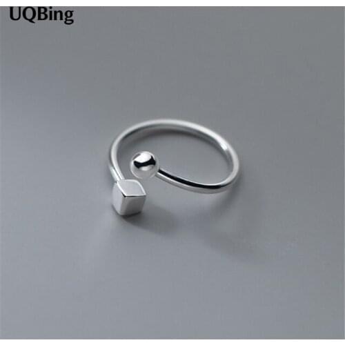 Geometric Silver Color Square Round Ball Shape Finger Rings Wholesale Fashion Women Jewelry Gifts
