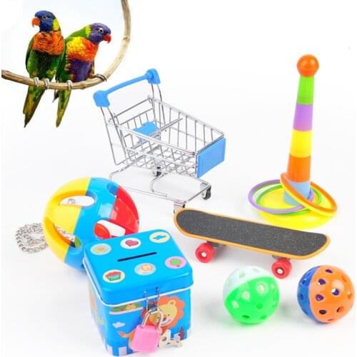 Bird Parrot Intelligence Toys Mini Training Skateboard For Budgies Parakeet Growth Toy Pet Toy