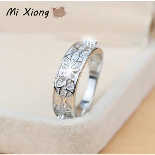 Mi Xiong s925 sterling silver designer unique craft pattern ring elegant charm ladies holiday gift engagement brand jewelry
